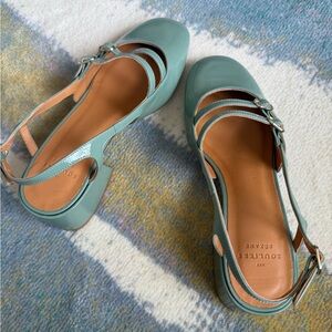 Sézane Patent Sage Paula Babies Mary Jane, new with tags